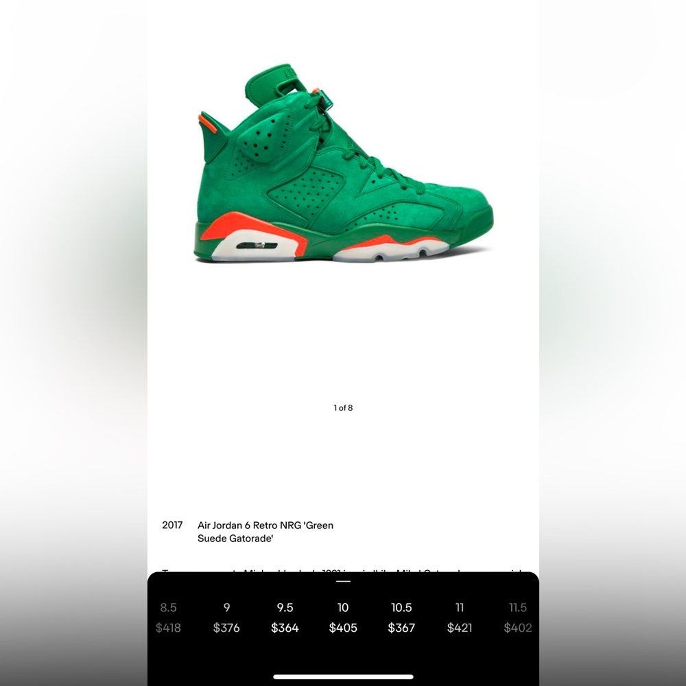Gatorade Jordan 6 Retro NRG ‘Green Suede Gatorade’